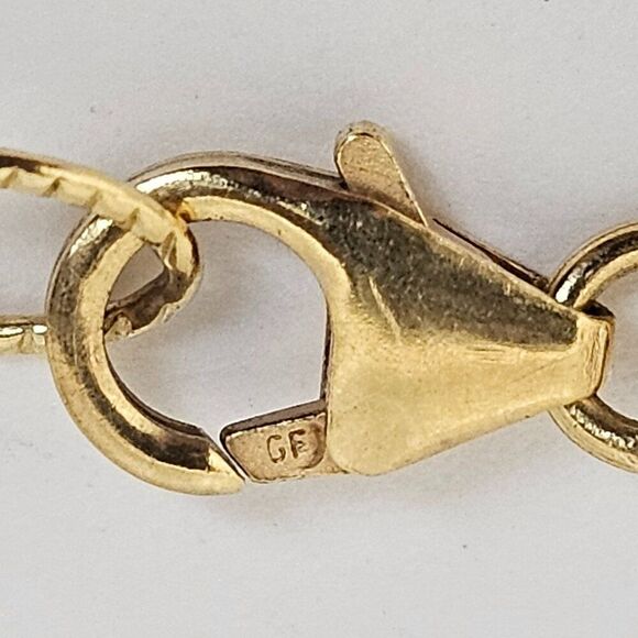 14/20 14k GF Gold Filled Necklace Hammered Crescent Half Moon Faceted AB Crystal - Picture 7 of 15